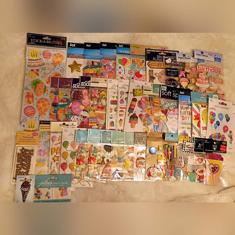 Birthday & Food Scrapbook Sticker Lot